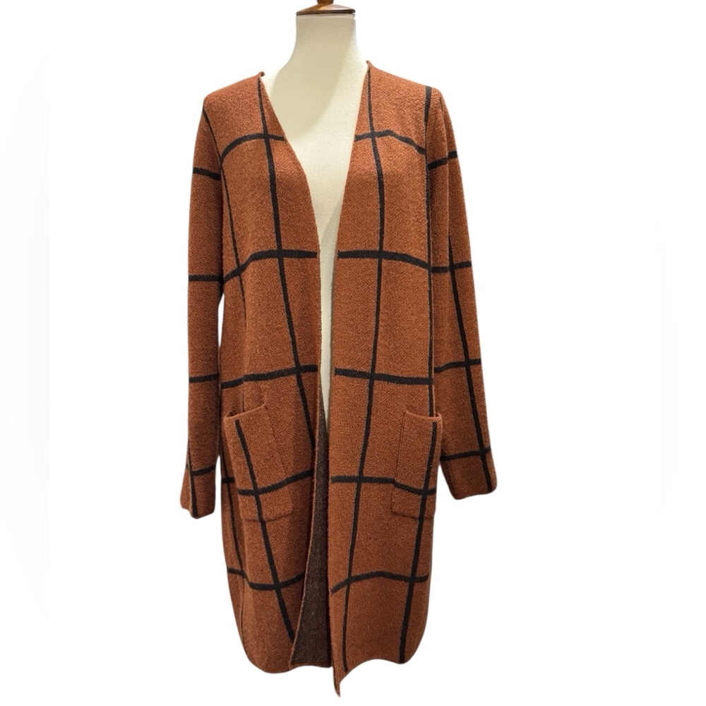Chic Brown Checkered Cardigan #242